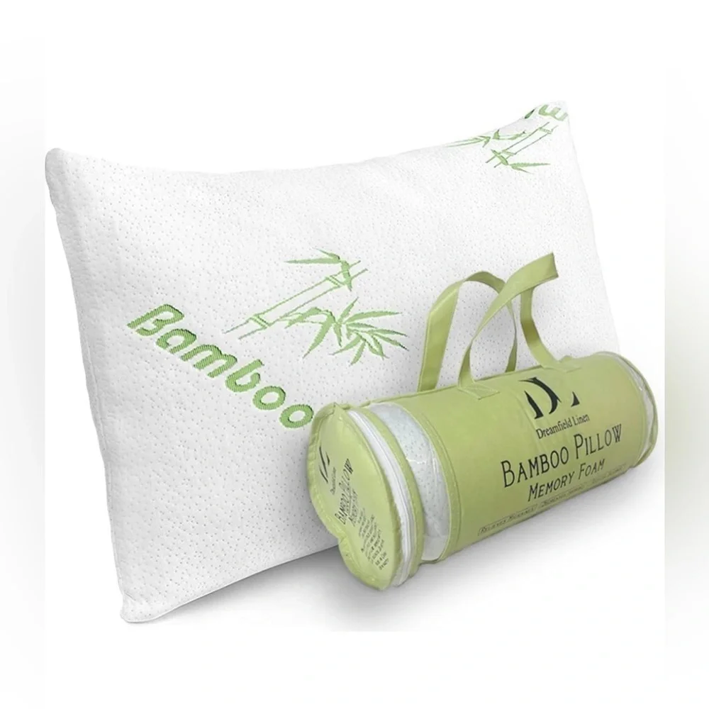 NEW-Bamboo Pillow Shredded Memory Foam Queen Size- Ultra Soft, Cool & Breathable